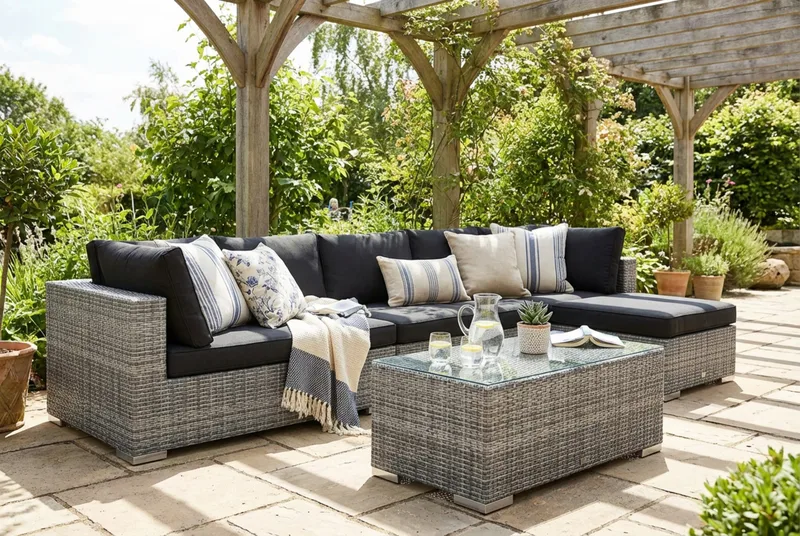 Bahamas Vänstermodul utomhus 140 cm i konstrotting - Grå - Utemöbler - Övrigt utemöbler - Modulsoffa utomhus - Högermodul utesoffa