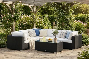 Bahamas Vänstermodul utomhus 140 cm i konstrotting - Svart - Utemöbler - Övrigt utemöbler - Modulsoffa utomhus - Högermodul utesoffa
