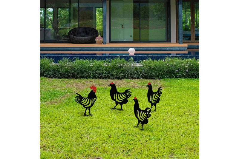 Dekorativ Trädgårds Metalltillbehör Set Flarek Svart Fyra stycken - Fyra stycken - Inredning & dekor - Trädgårdsdekoration - Trädgårdsfigurer & trädgårdsprydnad - Plastdjur