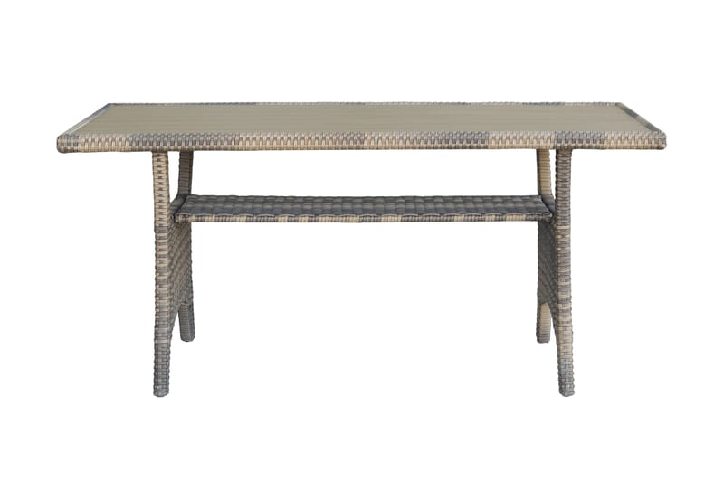 James Light Stor l-formad loungegrupp utomhus i konstrotting med förvaring och vita dynor - Brun / Beige - Utemöbler - Utegrupp - Loungegrupp