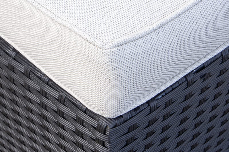 James Light Stor l-formad loungegrupp utomhus i konstrotting med förvaring och vita dynor - Svart - Utemöbler - Utegrupp - Loungegrupp