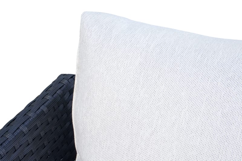 James Light Stor l-formad loungegrupp utomhus i konstrotting med förvaring och vita dynor - Svart - Utemöbler - Utegrupp - Loungegrupp