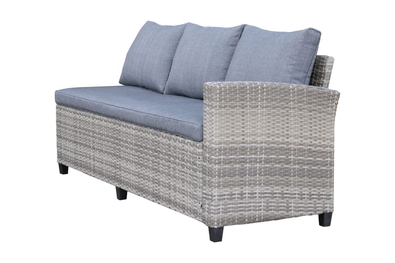 James Light Stor L-formad vändbar loungegrupp utomhus i konstrotting med förvaring och gråa dynor - Grå - Utemöbler - Utegrupp - Loungegrupp