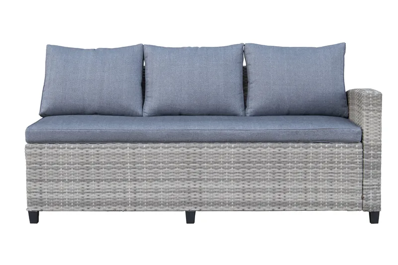 James Light Stor L-formad vändbar loungegrupp utomhus i konstrotting med förvaring och gråa dynor - Grå - Utemöbler - Utegrupp - Loungegrupp