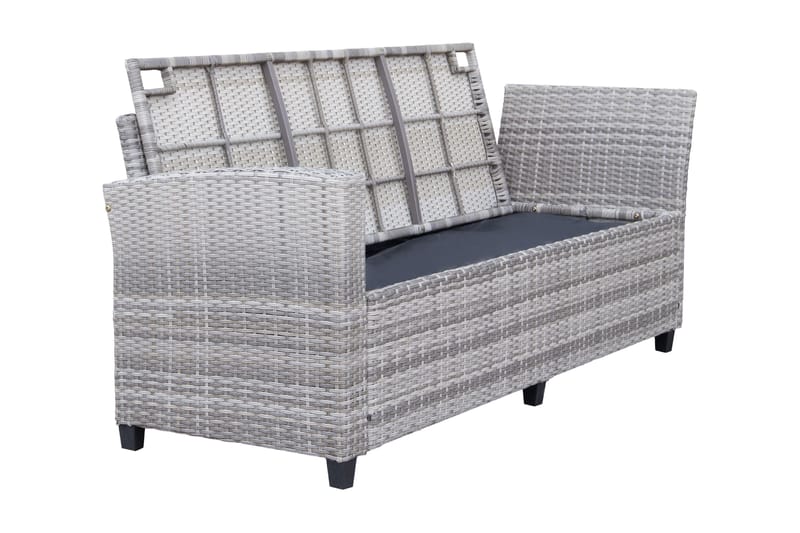 James Light Stor L-formad vändbar loungegrupp utomhus i konstrotting med förvaring och gråa dynor - Grå - Utemöbler - Utegrupp - Loungegrupp