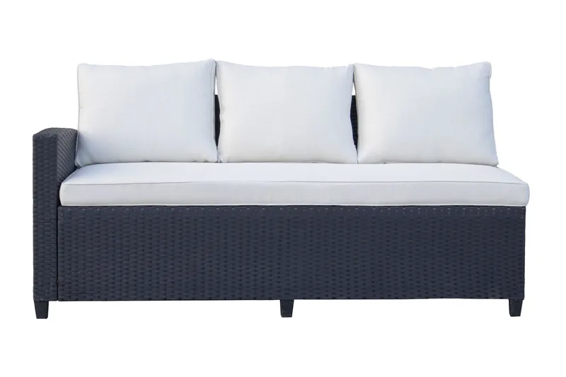 James Light Stor L-formad vändbar loungegrupp utomhus i konstrotting med förvaring och vita dynor - Svart - Utemöbler - Utegrupp - Loungegrupp