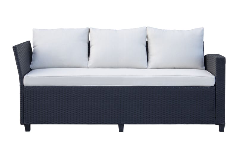 James Light Stor L-formad vändbar loungegrupp utomhus i konstrotting med förvaring och vita dynor - Svart - Utemöbler - Utegrupp - Loungegrupp