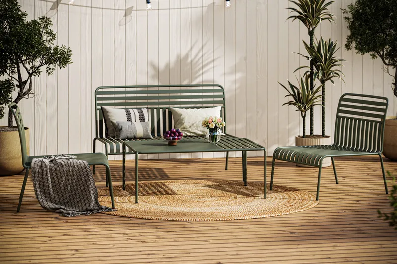 Jarva Liten 4-sits Soffgrupp Utomhus i metall - Oliv - Utemöbler - Utegrupp - Loungegrupp