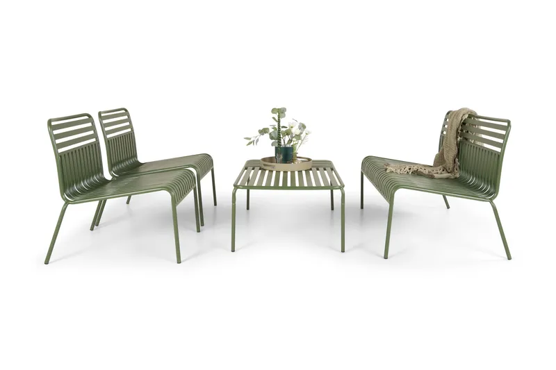 Jarva Liten 4-sits Soffgrupp Utomhus i metall - Oliv - Utemöbler - Utegrupp - Loungegrupp