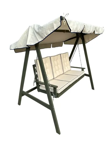 Landet Hammock Gungsoffa med tak i akacia trä inklusive dynor 195x125x159 - Vit / Mörkgrön - Utemöbler - Utesoffor & bänkar - Hammock - Hammockställning