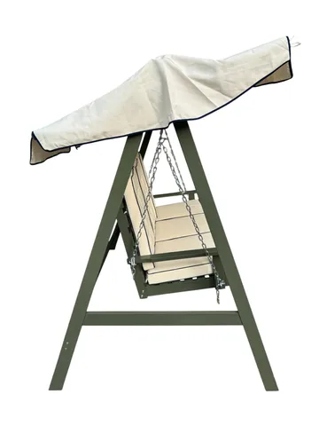 Landet Hammock Gungsoffa med tak i akacia trä inklusive dynor 195x125x159 - Vit / Mörkgrön - Utemöbler - Utesoffor & bänkar - Hammock - Hammockställning