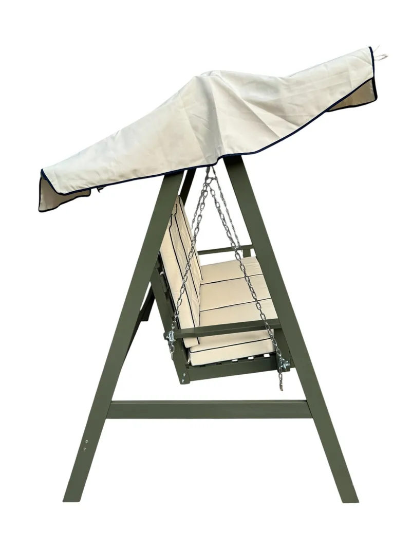 Landet Hammock Gungsoffa med tak i akacia trä inklusive dynor 195x125x159 - Vit / Mörkgrön - Utemöbler - Utesoffor & bänkar - Hammock - Hammockställning