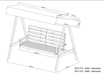 Landet Hammock Gungsoffa med tak i akacia trä inklusive dynor 195x125x159 - Vit / Mörkgrön - Utemöbler - Utesoffor & bänkar - Hammock - Hammockställning