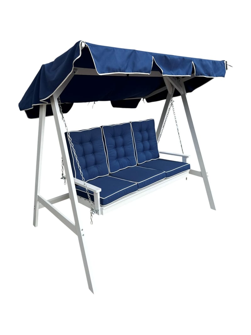 Landet Hammock utomhus gunga med tak 195x125x159 - Blå / Vit - Utemöbler - Utesoffor & bänkar - Hammock - Hammockställning