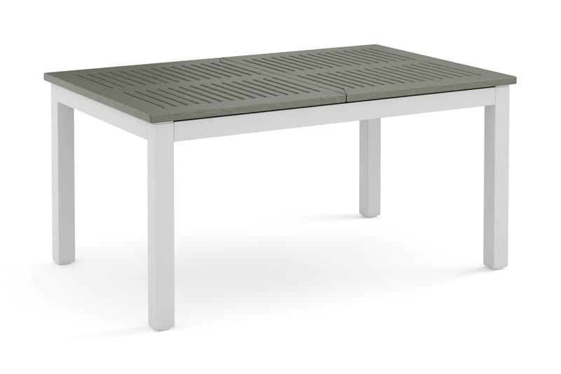 Monaco rektangulärt förlängningsbart bord utomhus med iläggsskiva 150-250x90 cm i aluminium/metall/plast, Vit/Grå
