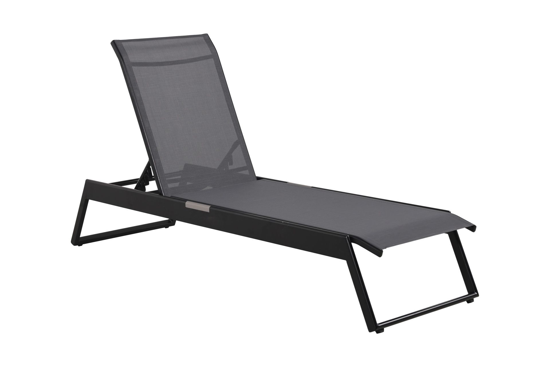 Monaco Sols&auml;ng med justerbar rygg i aluminium gr&aring; textil - Svart