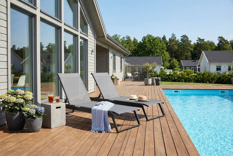 Monaco Solsäng med justerbar rygg i aluminium grå textil - Svart - Utemöbler - Utestolar & fåtöljer - Solsängar & solvagnar