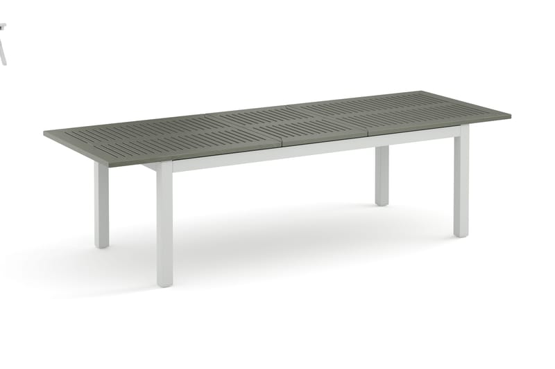 Monaco Stort rektangulärt förlängningsbart bord utomhus med iläggsskiva 210-310x90 cm i aluminium/plast - Vit/Grå - Utemöbler - Trädgårdsbord & Utebord - Matbord ute