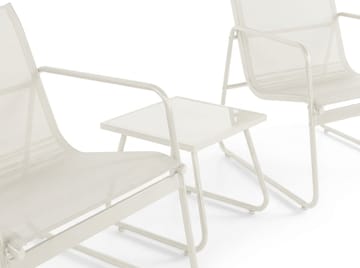 Pelanda Caféset Utomhus - Bord med frostad glasskiva och fåtöljer i stål - Beige - Utemöbler - Utegrupp - Loungegrupp