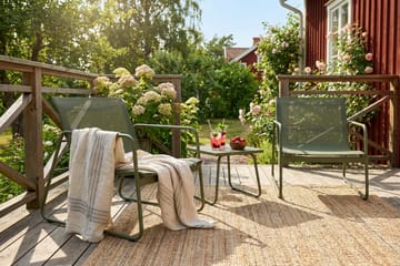 Pelanda Caféset Utomhus - Bord med frostad glasskiva och fåtöljer i stål - Grön - Utemöbler - Utegrupp - Loungegrupp