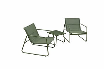 Pelanda Caféset Utomhus - Bord med frostad glasskiva och fåtöljer i stål - Grön - Utemöbler - Utegrupp - Loungegrupp