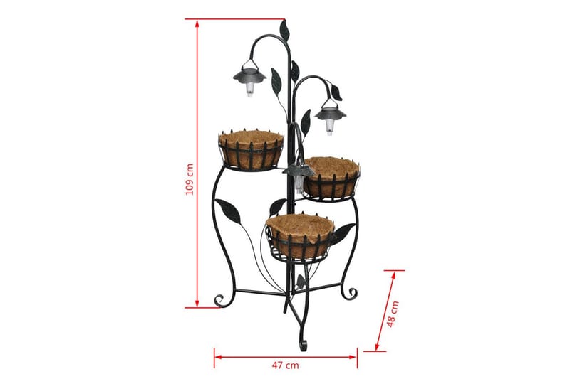Träd gjutjärn med belysning och 3 korgar - Brun - Trädgårdsskulpturer
