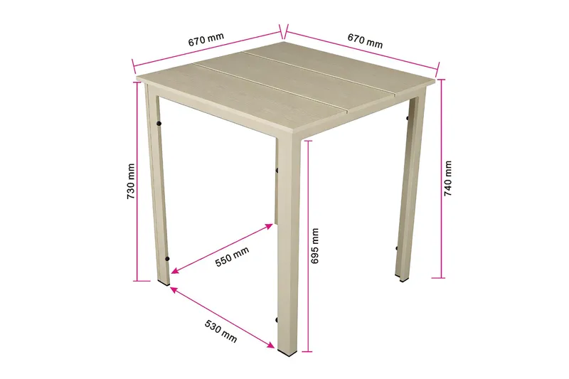 Tunis Cafebord utomhus 70x70 cm i metall/plast - Beige - Utemöbler - Trädgårdsbord & Utebord - Cafebord