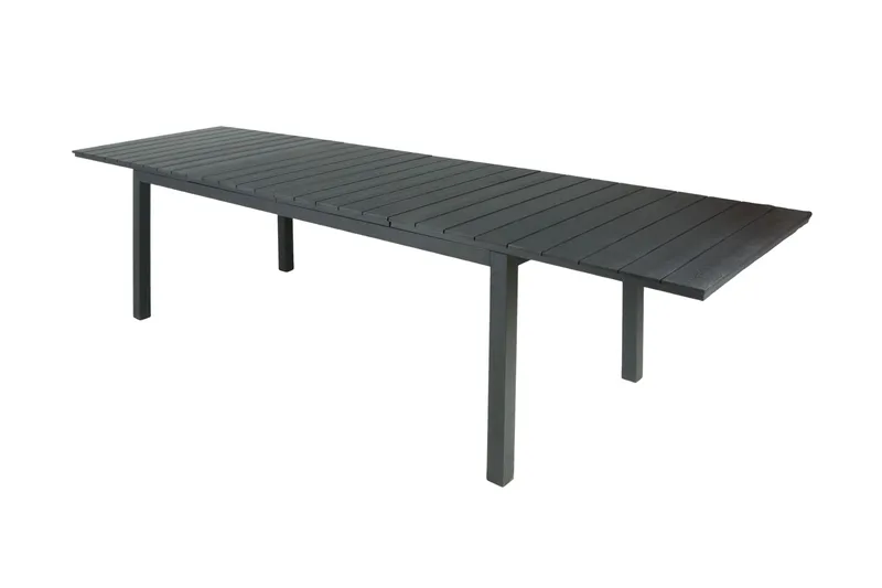 Tunis Rektangulärt Stort Förlängningsbart Matbord utomhus 205/305x90 cm i metall plast - Svart - Utemöbler - Trädgårdsbord & Utebord - Matbord ute