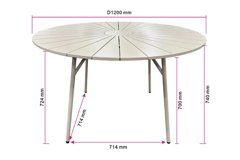 Tunis Runt Matbord utomhus 120 cm i aluminium metall - Beige - Utemöbler - Trädgårdsbord & Utebord - Matbord ute