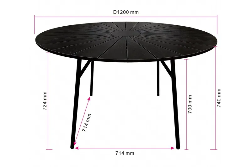 Tunis Runt Matbord utomhus 120 cm i aluminium metall - Svart - Utemöbler - Trädgårdsbord & Utebord - Matbord ute