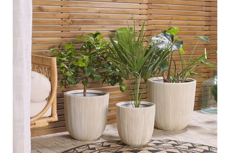 Kruka 44 x 44 x 48 cm beige CHIOS - Beige - Inredning & dekor - Trädgårdsdekoration - Utomhuskrukor - Blomkrukor