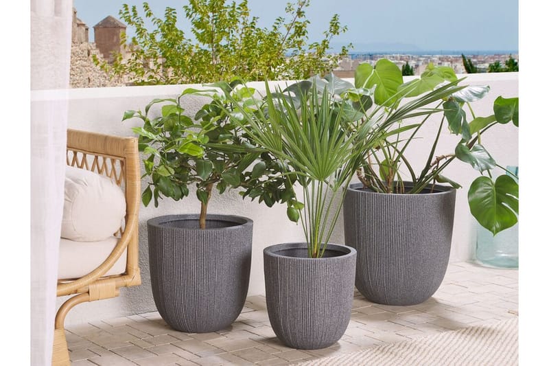Kruka 44 x 44 x 48 cm grå CHIOS - Grå - Inredning & dekor - Trädgårdsdekoration - Utomhuskrukor - Blomkrukor