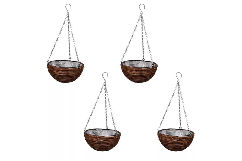 Rund hängkorg av vide 4-pack med lina och kedja - Brun - Inredning & dekor - Trädgårdsdekoration - Utomhuskrukor - Blomkrukor