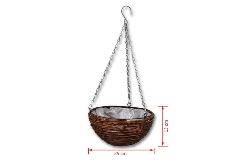 Rund hängkorg av vide 4-pack med lina och kedja - Brun - Inredning & dekor - Trädgårdsdekoration - Utomhuskrukor - Blomkrukor