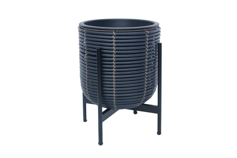 Wicker Blomkruka på stativ 30x30xH38 cm Svart