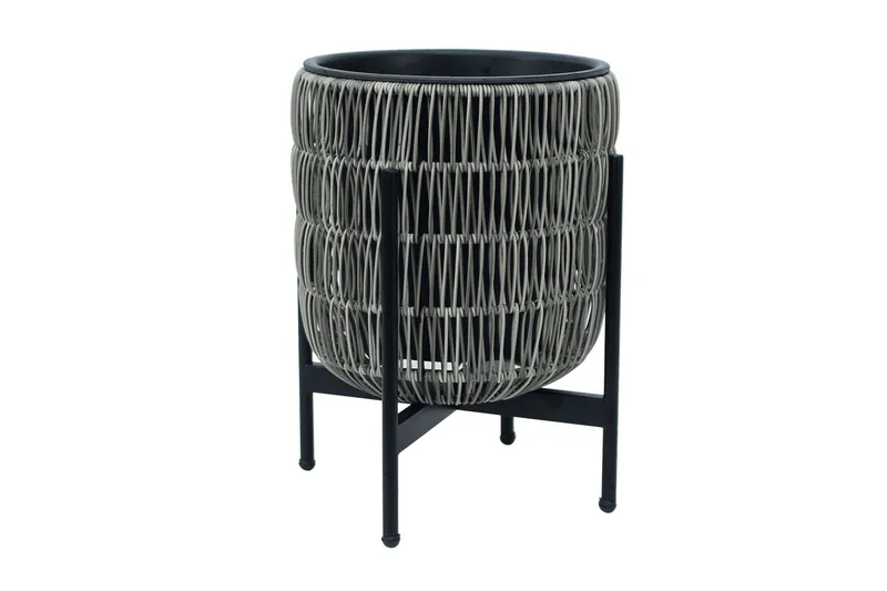 Wicker Blomkruka på stativ 30x30xH38 cm Grå - Inredning & dekor - Trädgårdsdekoration - Utomhuskrukor - Blomkrukor