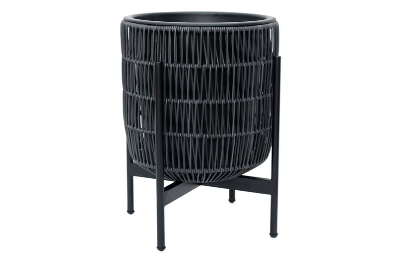 WICKER Blomkruka på stativ 38x38xH49 cm Svart - Inredning & dekor - Trädgårdsdekoration - Utomhuskrukor - Blomkrukor