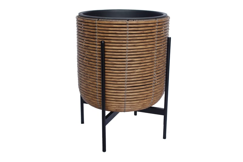 WICKER Blomkruka på stativ 38x38xH49 cm Brun - Inredning & dekor - Trädgårdsdekoration - Utomhuskrukor - Blomkrukor