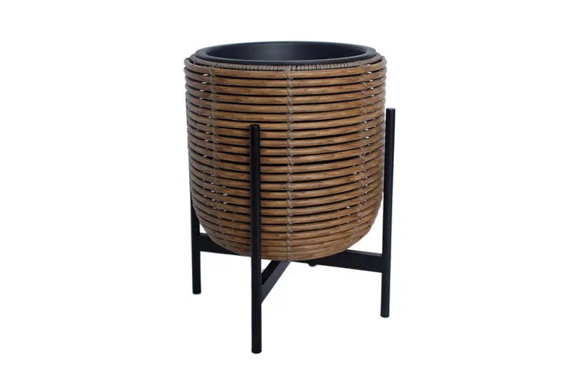 Wicker Blomkruka på stativ 30x30xH38 cm Brun