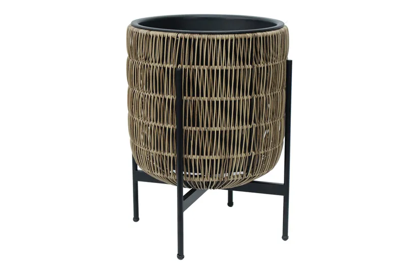 Wicker Blomkruka på stativ 38x38xH49 cm Ljusbrun - Inredning & dekor - Trädgårdsdekoration - Utomhuskrukor - Blomkrukor