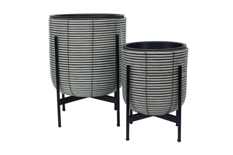 Wicker Blomkruka på stativ 30x30xH38 cm Grå - Inredning & dekor - Trädgårdsdekoration - Utomhuskrukor - Blomkrukor