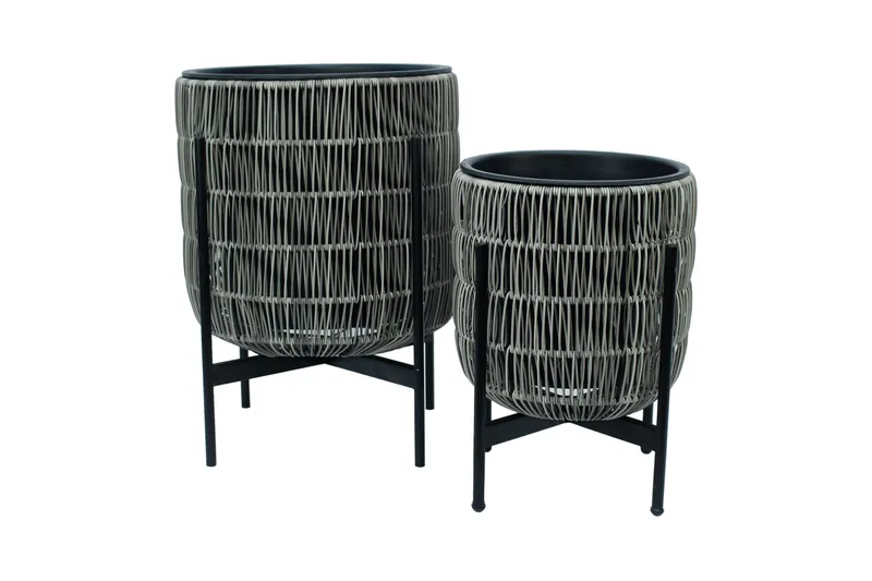 Wicker Blomkruka på stativ 30x30xH38 cm Grå