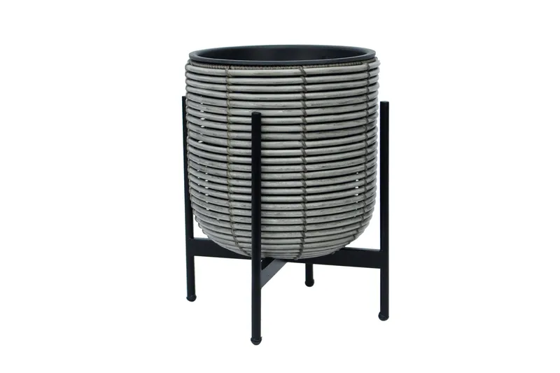 Wicker Blomkruka på stativ 30x30xH38 cm Grå