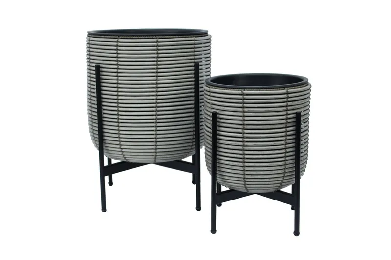 Wicker Blomkruka på stativ 38x38xH49 cm Grå - Inredning & dekor - Trädgårdsdekoration - Utomhuskrukor - Blomkrukor