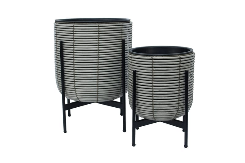Wicker Blomkruka på stativ 38x38xH49 cm Grå - Inredning & dekor - Trädgårdsdekoration - Utomhuskrukor - Blomkrukor