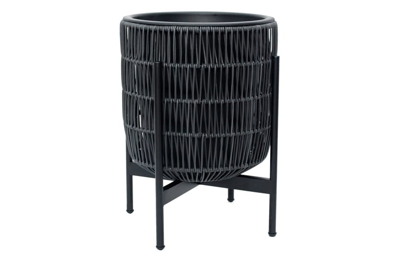 Wicker Blomkruka på stativ 38x38xH49 cm Svart