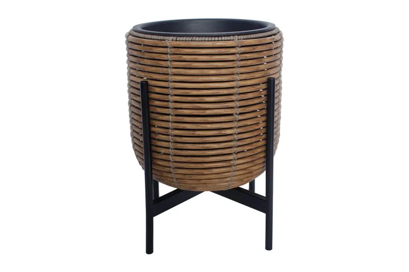 Wicker Blomkruka på stativ 30x30xH38 cm Brun - Inredning & dekor - Trädgårdsdekoration - Utomhuskrukor - Blomkrukor