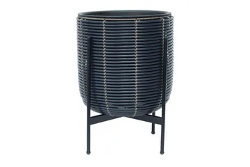 Wicker Blomkruka på stativ 38x38xH49 cm Svart - Inredning & dekor - Trädgårdsdekoration - Utomhuskrukor - Blomkrukor
