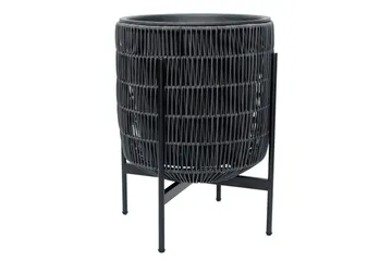 Wicker Blomkruka på stativ 38x38xH49 cm Svart - Inredning & dekor - Trädgårdsdekoration - Utomhuskrukor - Blomkrukor