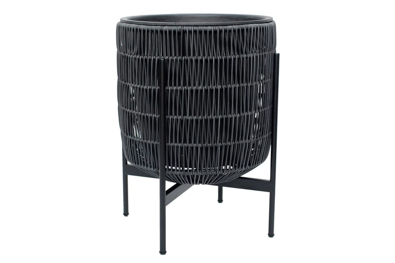 Wicker Blomkruka på stativ 38x38xH49 cm Svart - Inredning & dekor - Trädgårdsdekoration - Utomhuskrukor - Blomkrukor